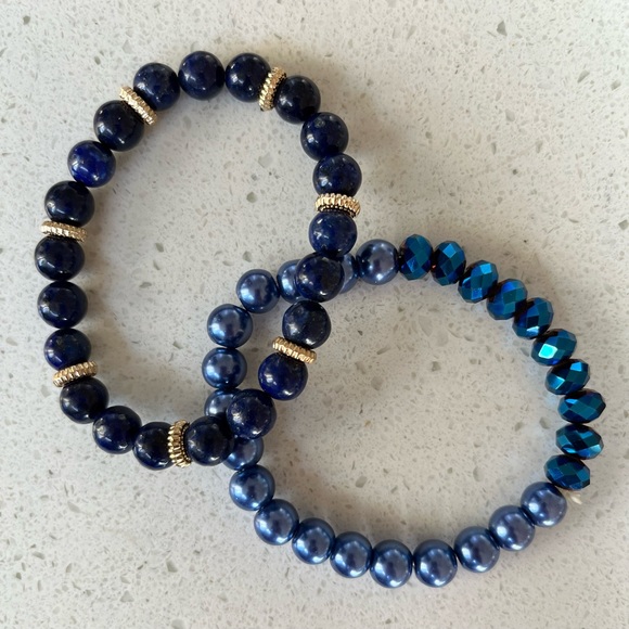 Blue & Gold Beaded Bracelet Set - Picture 3 of 6